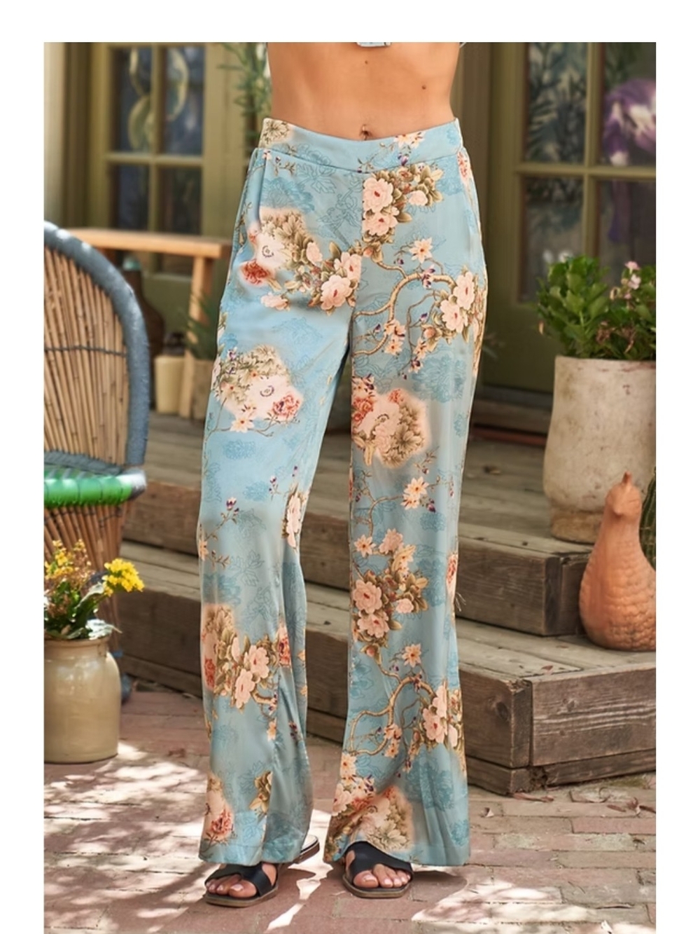 Satin Print Wide-Leg Lounge Pants - PAPARAZZI by BIZ, Size M